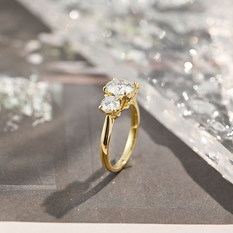 3 CT Round Three Stone Moissanite Engagement Ring