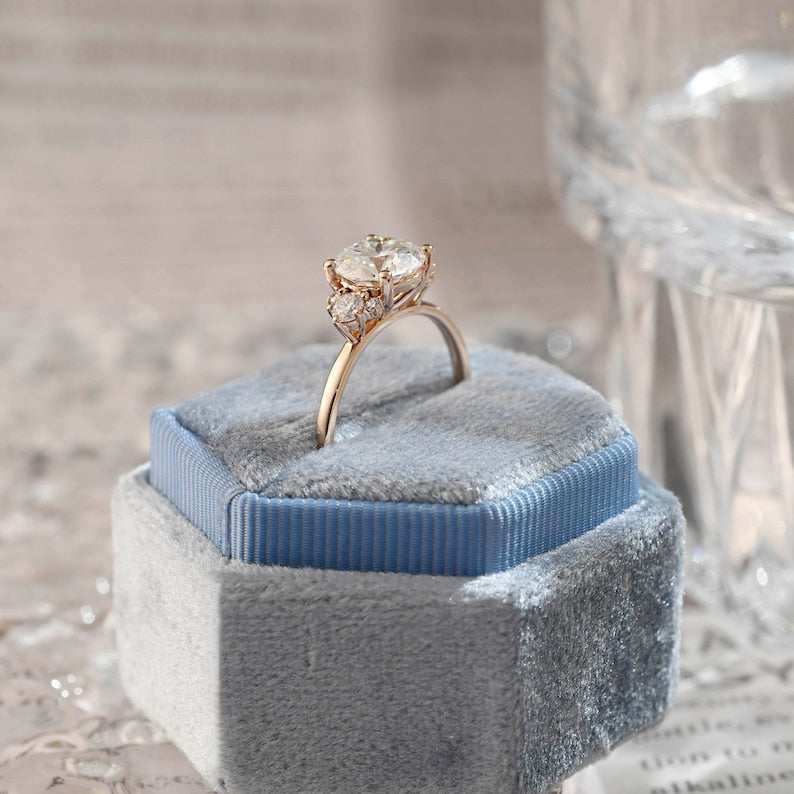 3 CT Round Cluster Moissanite Engagement Ring
