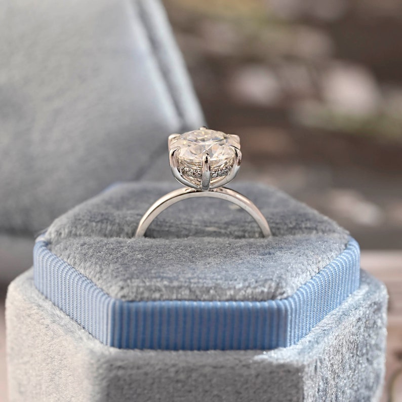 3 CT Round Hidden Halo Moissanite Engagement Ring