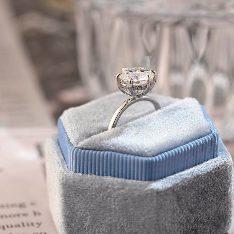 3 CT Round Hidden Halo Moissanite Engagement Ring