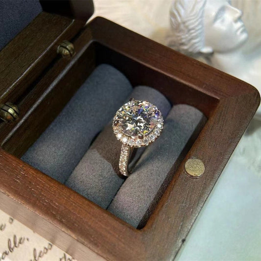4 CT Round Halo & Pave Moissanite Engagement Ring