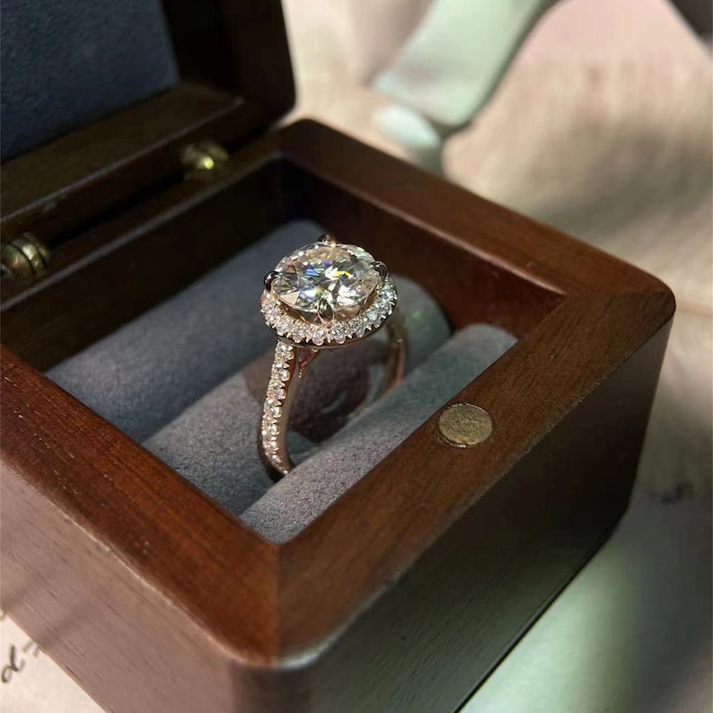 4 CT Round Halo & Pave Moissanite Engagement Ring