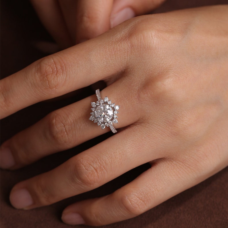 2 CT Round Halo & Pave Moissanite Engagement Ring