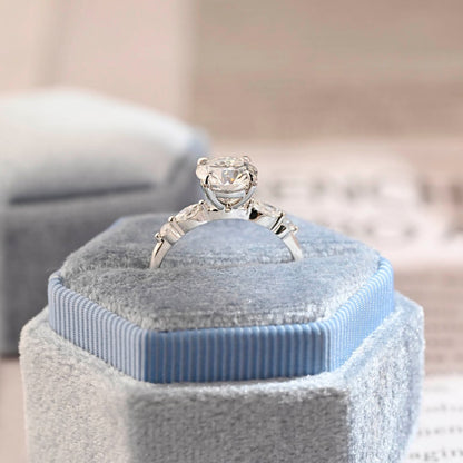 2 CT Round Pave Moissanite Engagement Ring