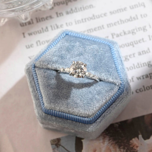 2 CT Round Pave Moissanite Engagement Ring