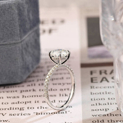 1 CT Round Pave Moissanite Engagement Ring