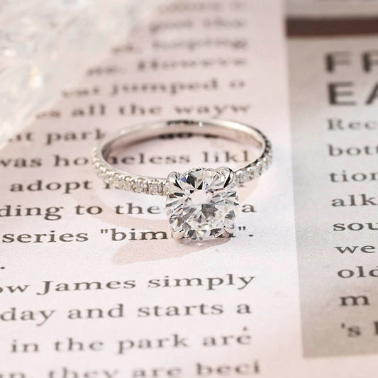 1 CT Round Pave Moissanite Engagement Ring