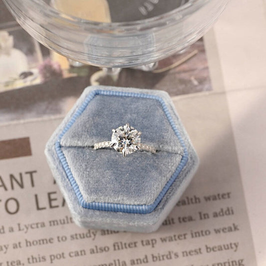 3 CT Round Pave Moissanite Engagement Ring