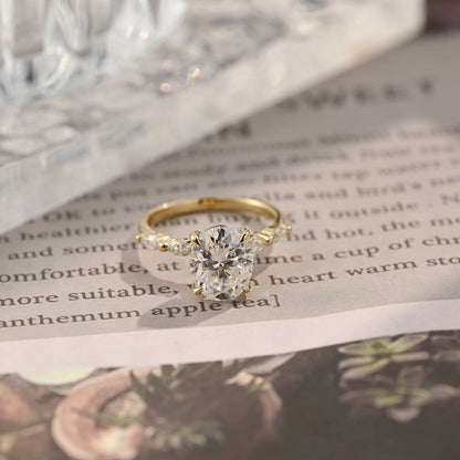 2.5 CT Oval Pave Moissanite Engagement Ring