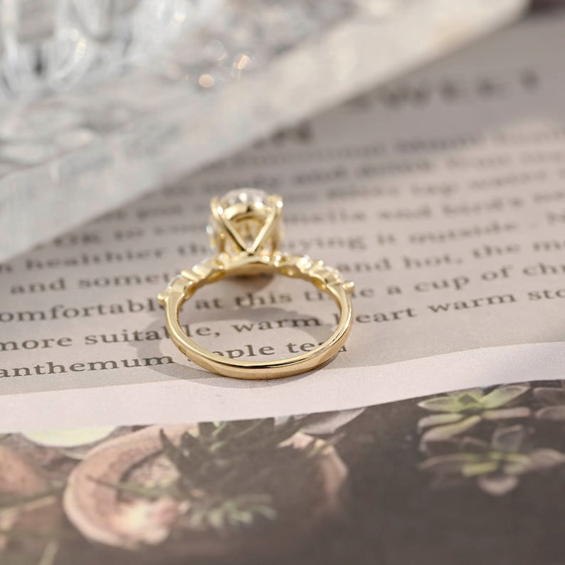 2.5 CT Oval Pave Moissanite Engagement Ring