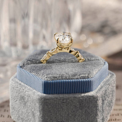 2.5 CT Oval Pave Moissanite Engagement Ring