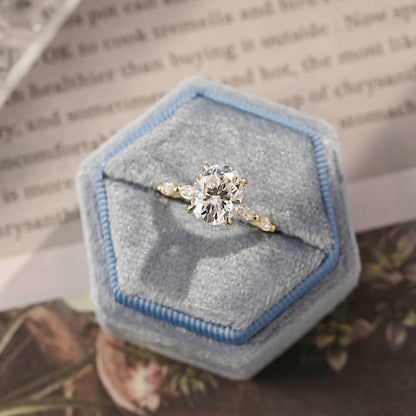 2.5 CT Oval Pave Moissanite Engagement Ring
