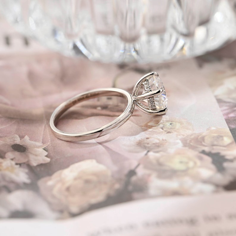 3 CT Round Hidden Halo Moissanite Engagement Ring