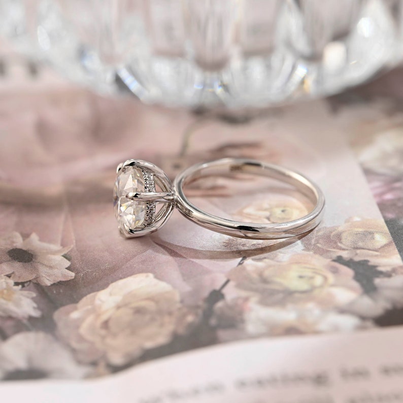 3 CT Round Hidden Halo Moissanite Engagement Ring