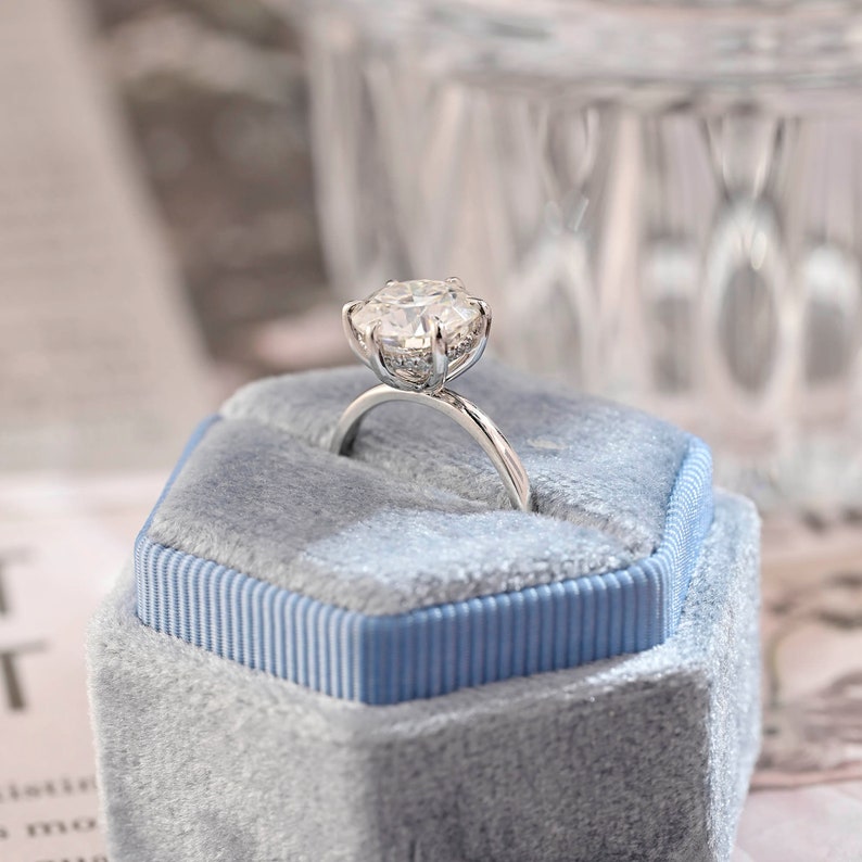 3 CT Round Hidden Halo Moissanite Engagement Ring