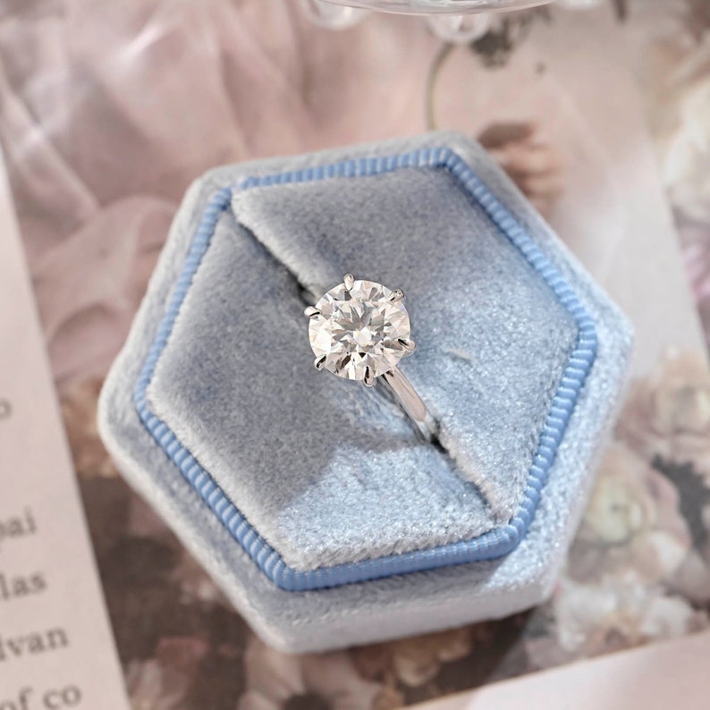 3 CT Round Hidden Halo Moissanite Engagement Ring