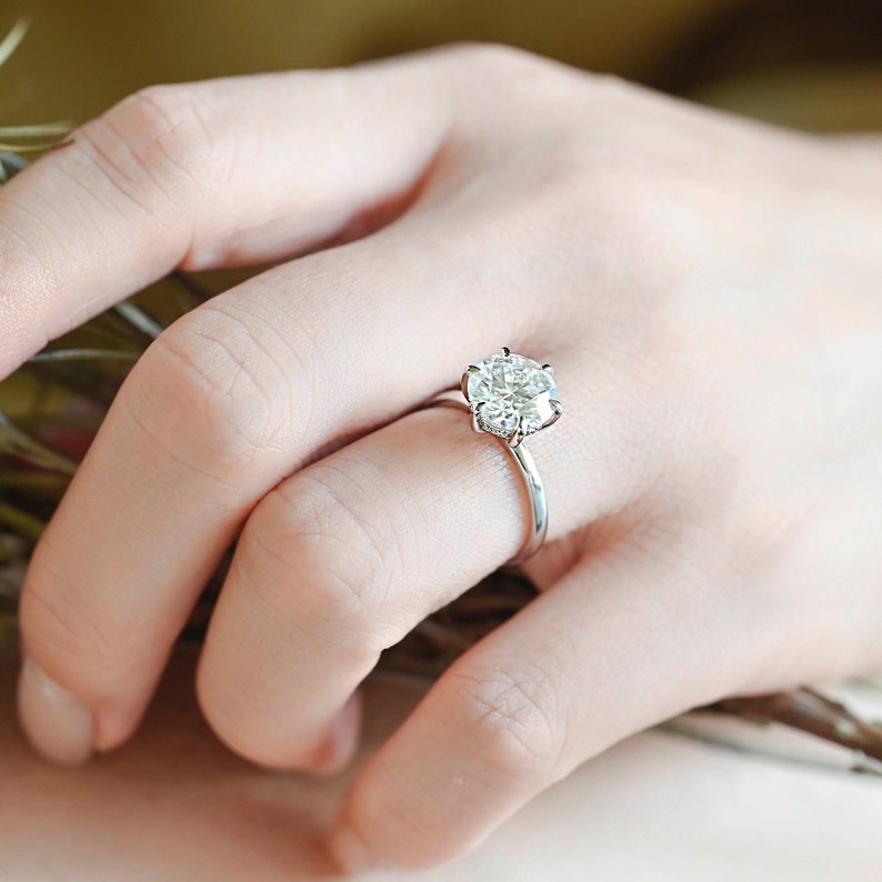3 CT Round Hidden Halo Moissanite Engagement Ring