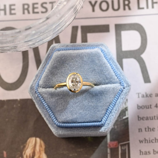 1 CT Oval Bezel Moissanite Engagement Ring