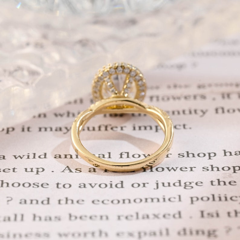 3 CT Oval Halo & Twisted Pave Moissanite Engagement Ring