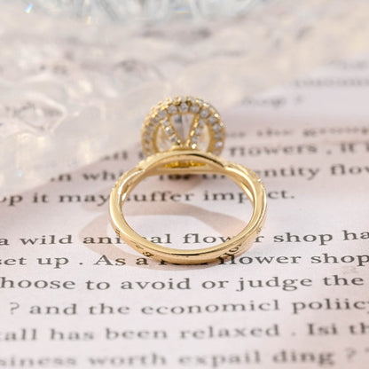 3 CT Oval Halo & Twisted Pave Moissanite Engagement Ring