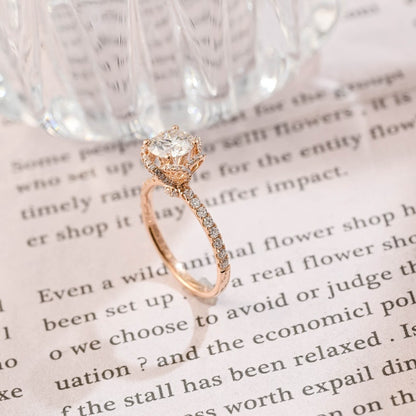 1 CT Round Spiral Pave Moissanite Engagement Ring
