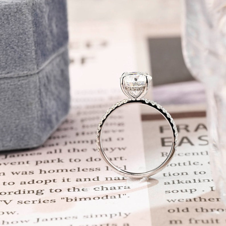 1 CT Round Pave Moissanite Engagement Ring