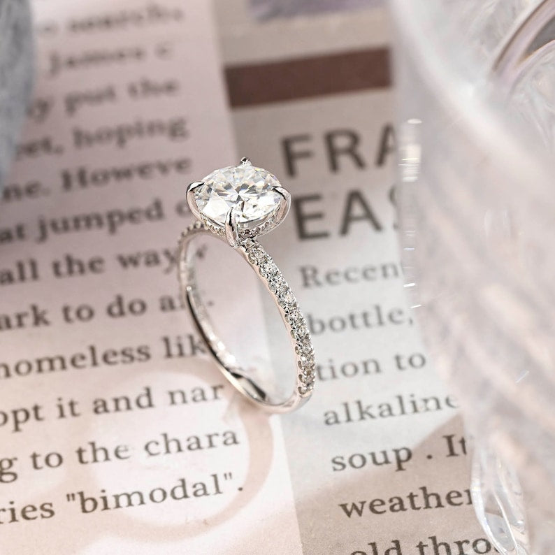 1 CT Round Pave Moissanite Engagement Ring