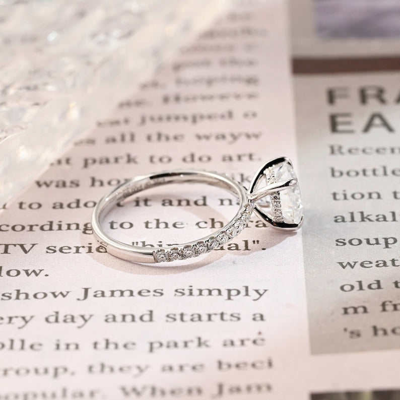 1 CT Round Pave Moissanite Engagement Ring