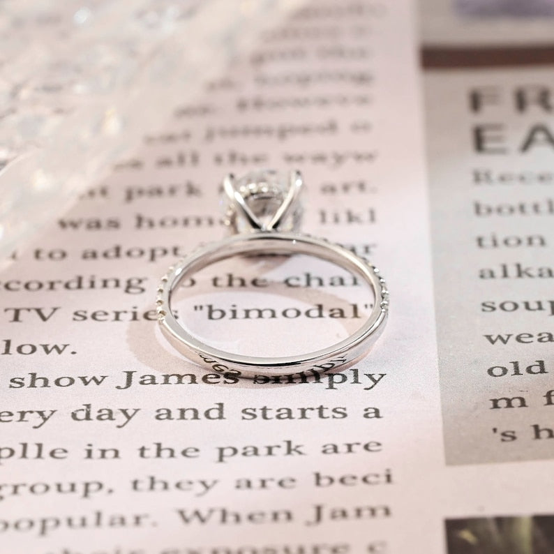 1 CT Round Pave Moissanite Engagement Ring