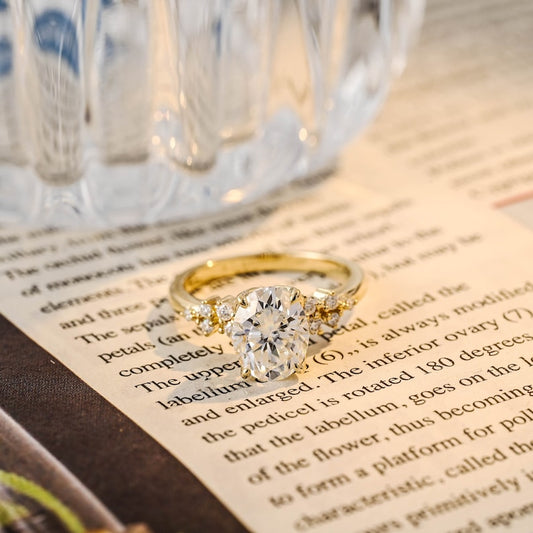 2 CT Oval Cluster Moissanite Engagement Ring