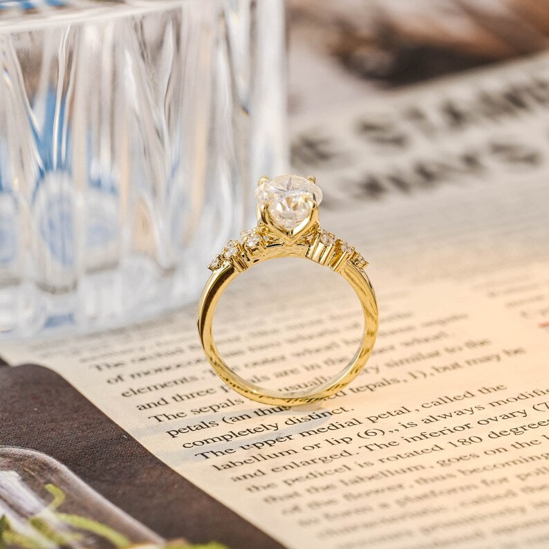 2 CT Oval Cluster Moissanite Engagement Ring