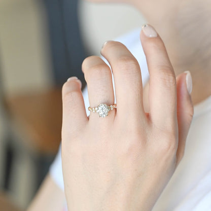 2 CT Oval Cluster Moissanite Engagement Ring