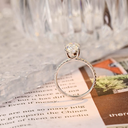 2.5 CT Oval Pave Moissanite Engagement Ring