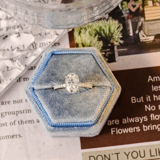 2.5 CT Oval Pave Moissanite Engagement Ring