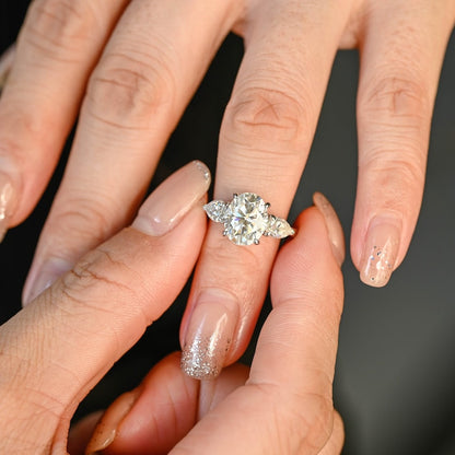 3 CT Oval Three Stone Moissanite Engagement Ring