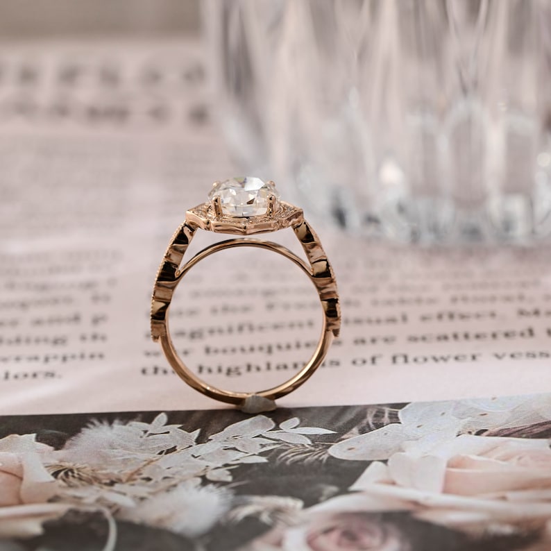 3 CT Oval Halo & Pave Moissanite Engagement Ring