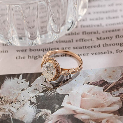 3 CT Oval Halo & Pave Moissanite Engagement Ring