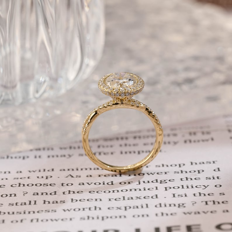 3 CT Oval Halo & Twisted Pave Moissanite Engagement Ring