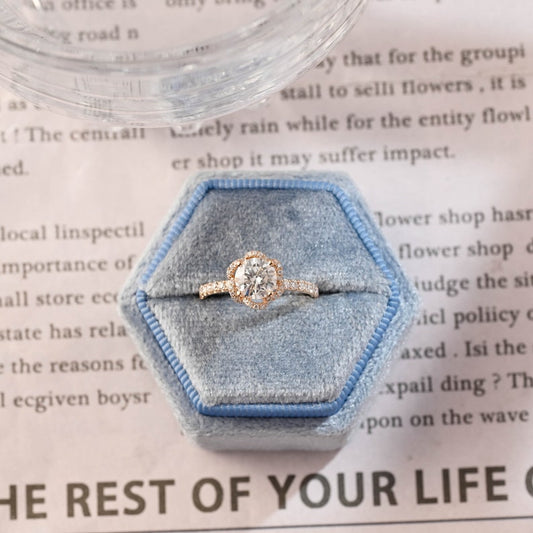 1 CT Round Spiral Pave Moissanite Engagement Ring