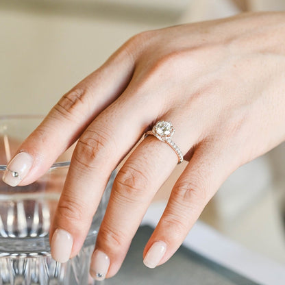 1 CT Round Spiral Pave Moissanite Engagement Ring