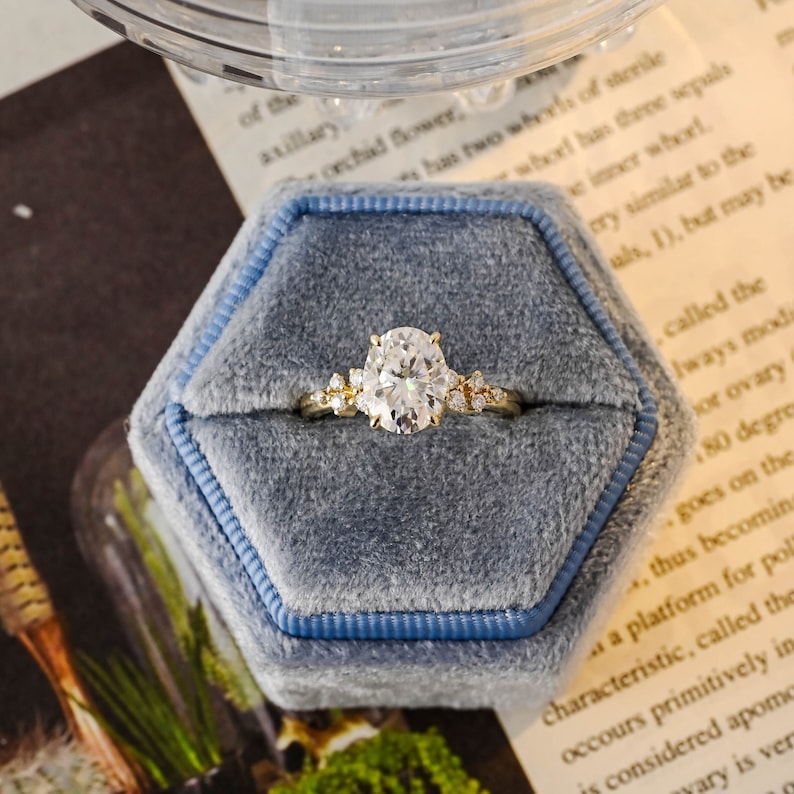 2 CT Oval Cluster Moissanite Engagement Ring