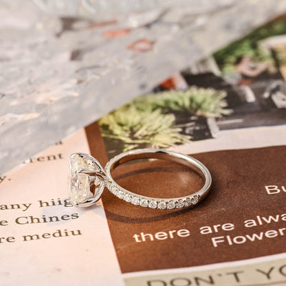 2.5 CT Oval Pave Moissanite Engagement Ring