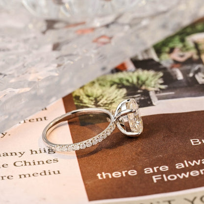 2.5 CT Oval Pave Moissanite Engagement Ring