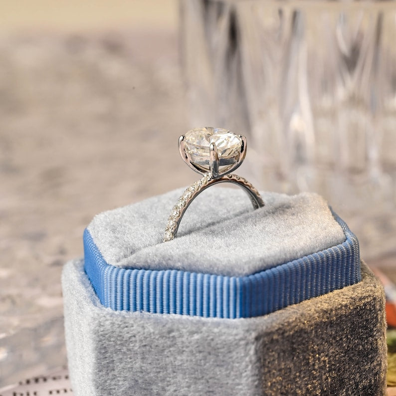 2.5 CT Oval Pave Moissanite Engagement Ring