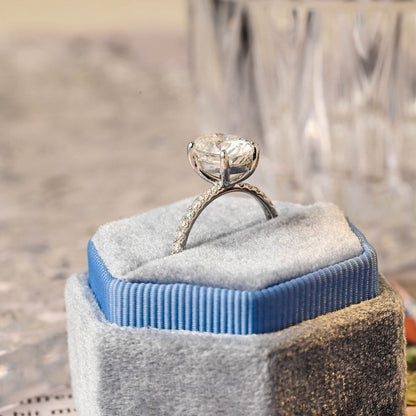 2.5 CT Oval Pave Moissanite Engagement Ring