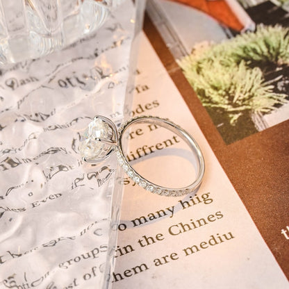 2.5 CT Oval Pave Moissanite Engagement Ring