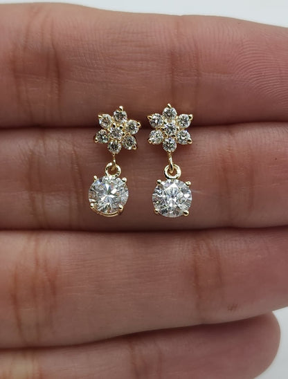 0.28 TCW Round Cut Dangle Stud Moissanite Earrings