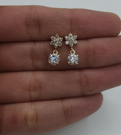 0.28 TCW Round Cut Dangle Stud Moissanite Earrings
