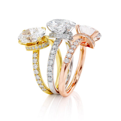 2 CT Oval Hidden Halo & Pave Moissanite Engagement Ring