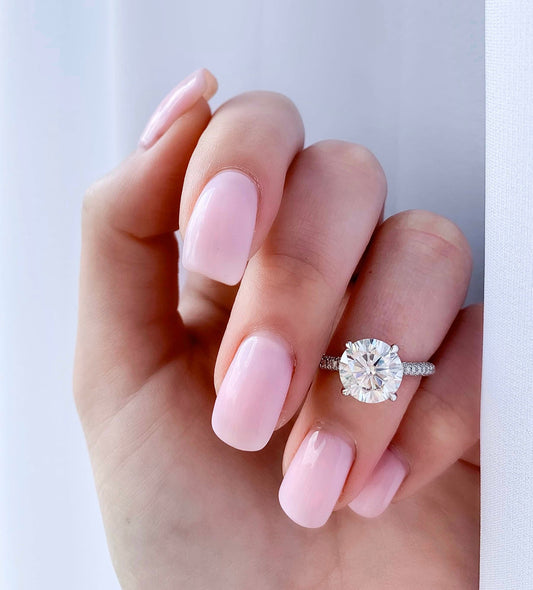 2.5 CT Round Hidden Halo & Pave Moissanite Engagement Ring